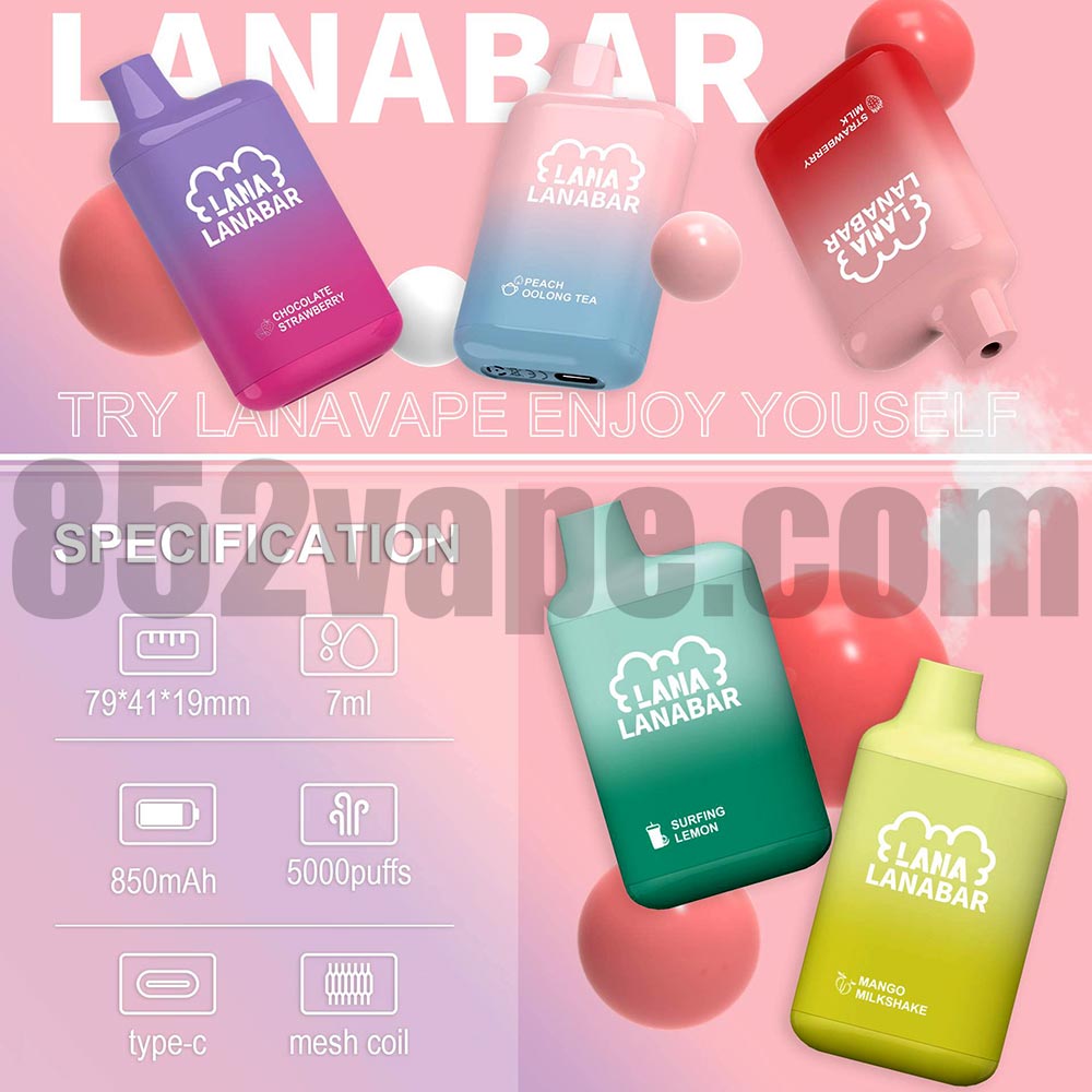 LANABAR 一次性電子煙 (5000口)(850mAh)(Type-C充電)
