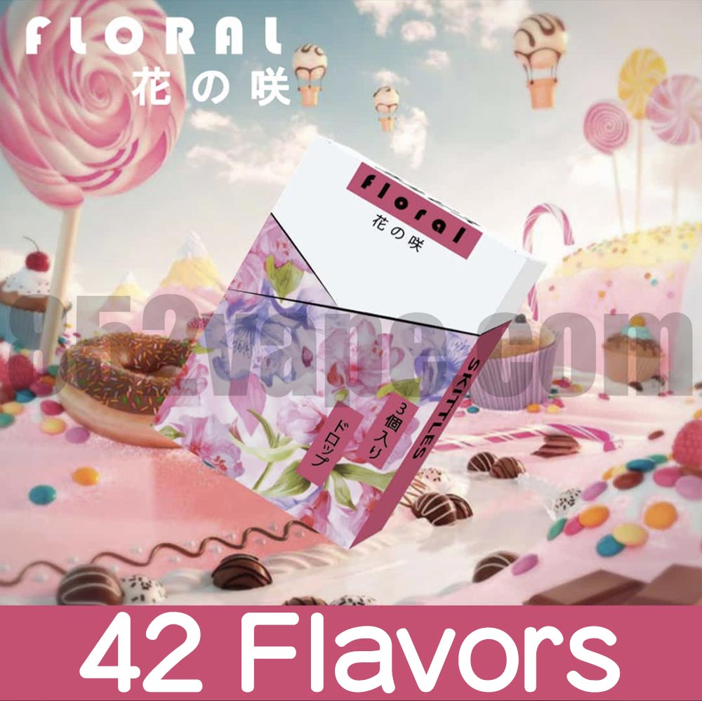 (限時優惠：買5送1，10送3，20送5，30送8，50送15)FLORAL 花の咲 透明發光煙彈 |多口味|3粒裝|( 一代適用 )|日本品牌|42種口味