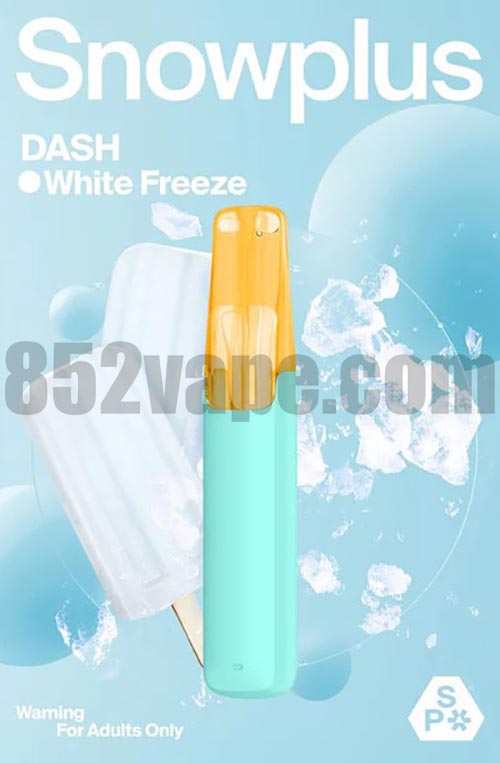 Snowplus dash 一次性電子煙|4000口|7.5ML|3%|530mAh|多款新口味的宣傳圖片，展示了薄荷藍和黃色的vape，上面有冰塊和冰棒，加上 "Snowplus dash 「和 」Warning For Adults Only"。. 電子煙 vape
